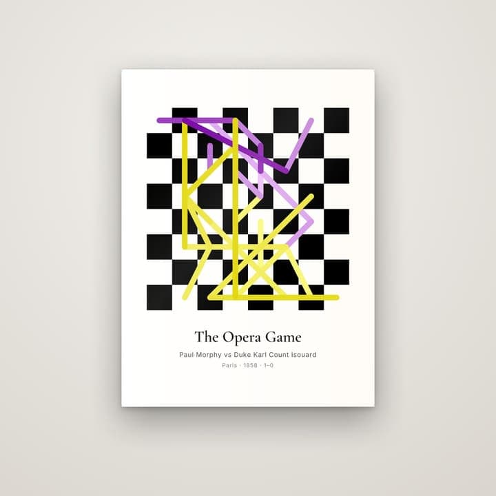 The Opera Game chess art as a metal print